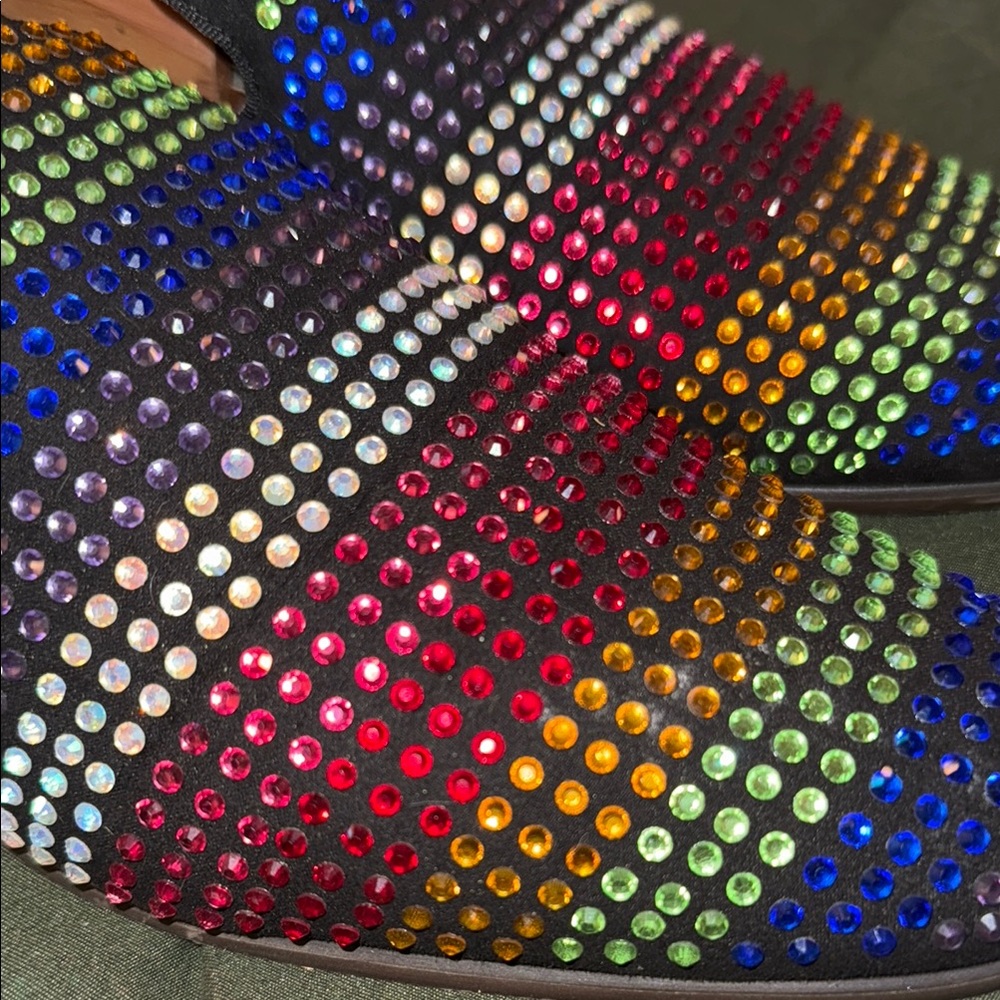 Steve Madden RARE Multicolor rainbow rhinestone crystal Studded Men's Loafers - Picture 5 of 8